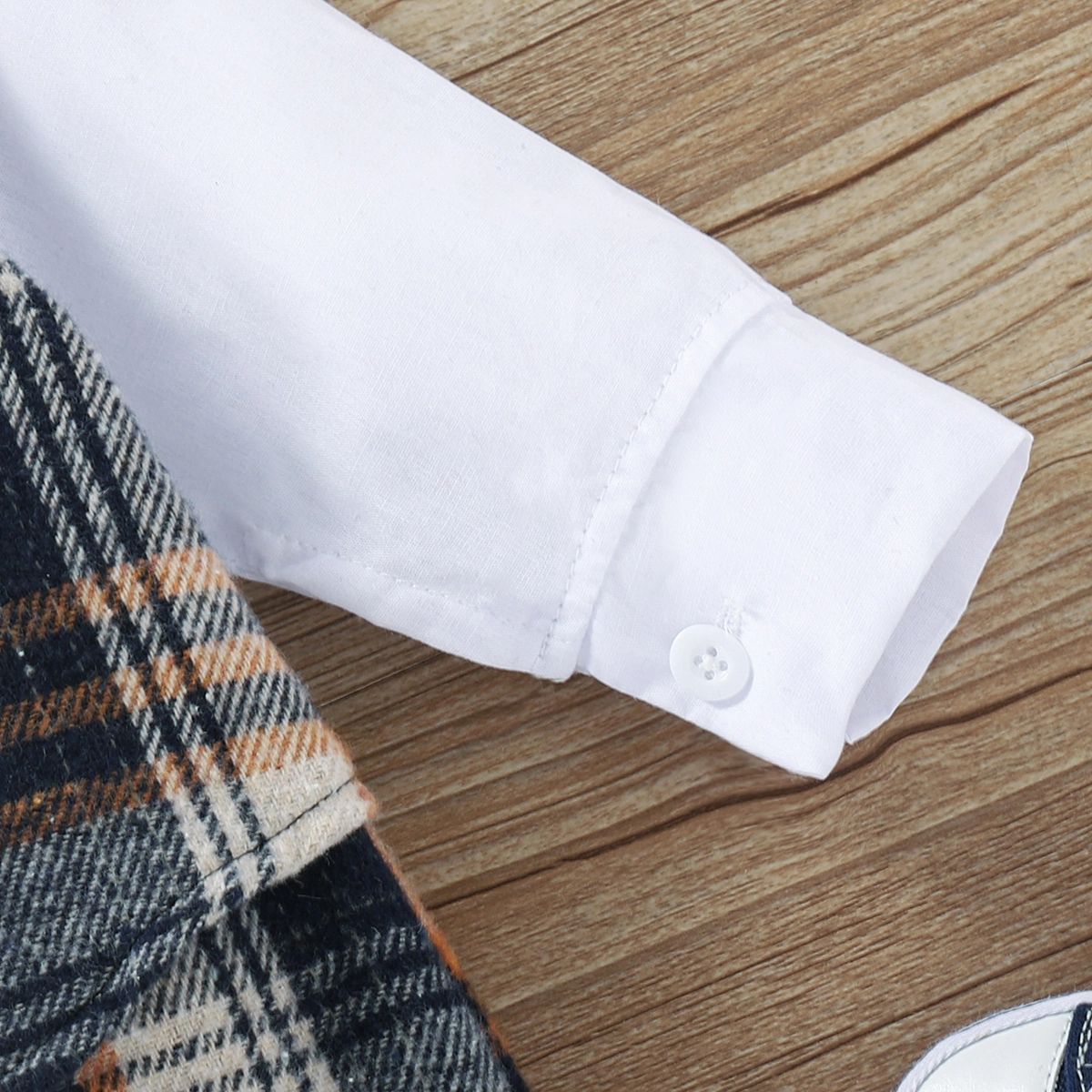 Baby Boy Gentleman Jumpsuit Spring And Autumn Fashion Plaid Fake Vest - Image 3