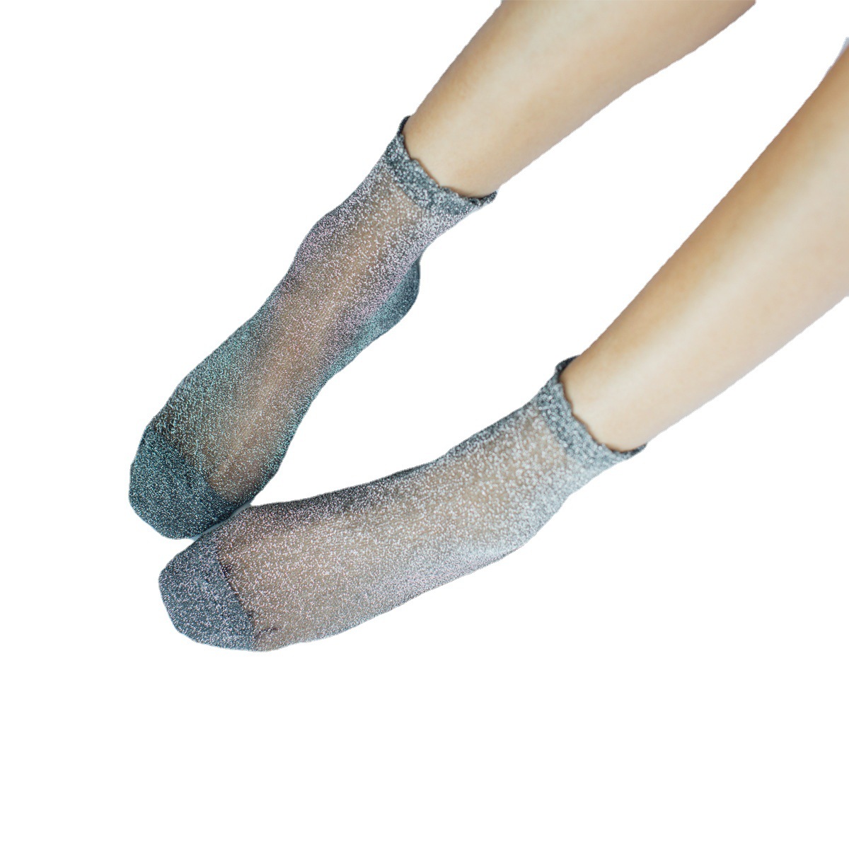 Women's Lace Candy Silver Silk Glitter Socks