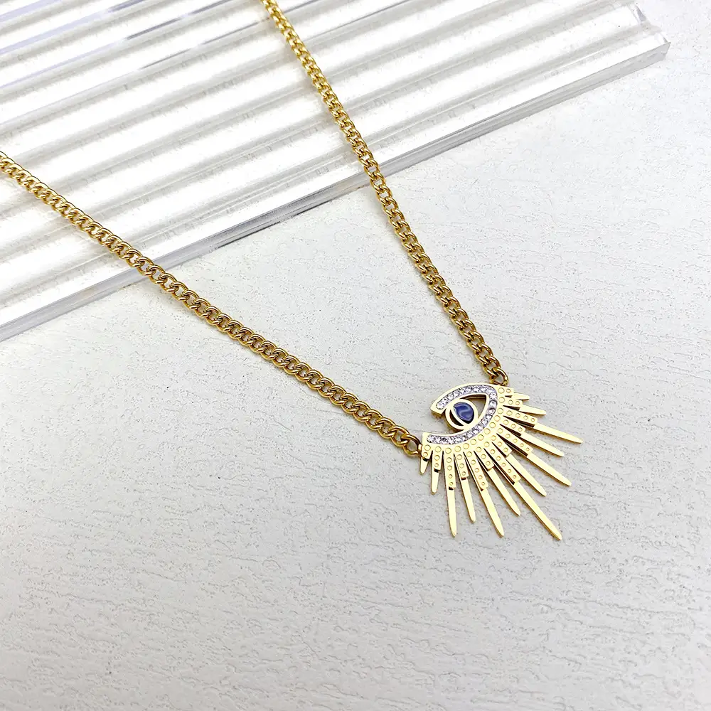 Creative Personality Copper Set Zircon Eye Pendant INS Necklace Neckchain