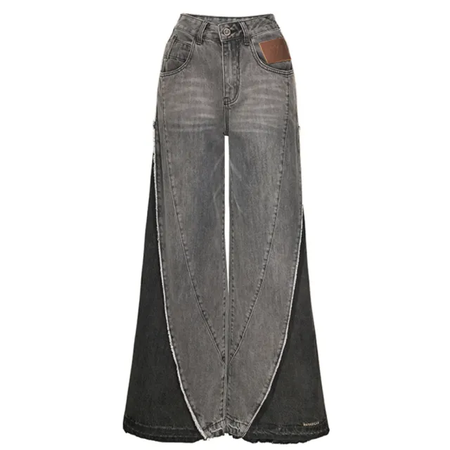 Women's Fashion Retro Washed Stitching Contrast Color Straight Jeans Picture Color Xxl - Shop at LoveMi