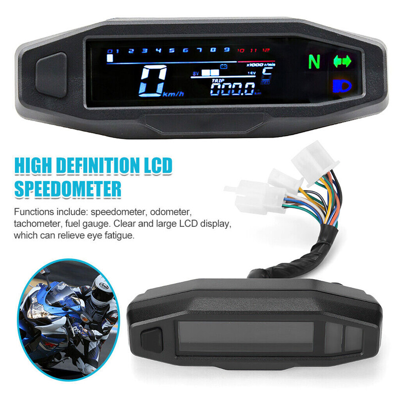 Universal Motorcycle LCD Digital Speedometer Odometer Tachometer Gauge Sensor — image 8