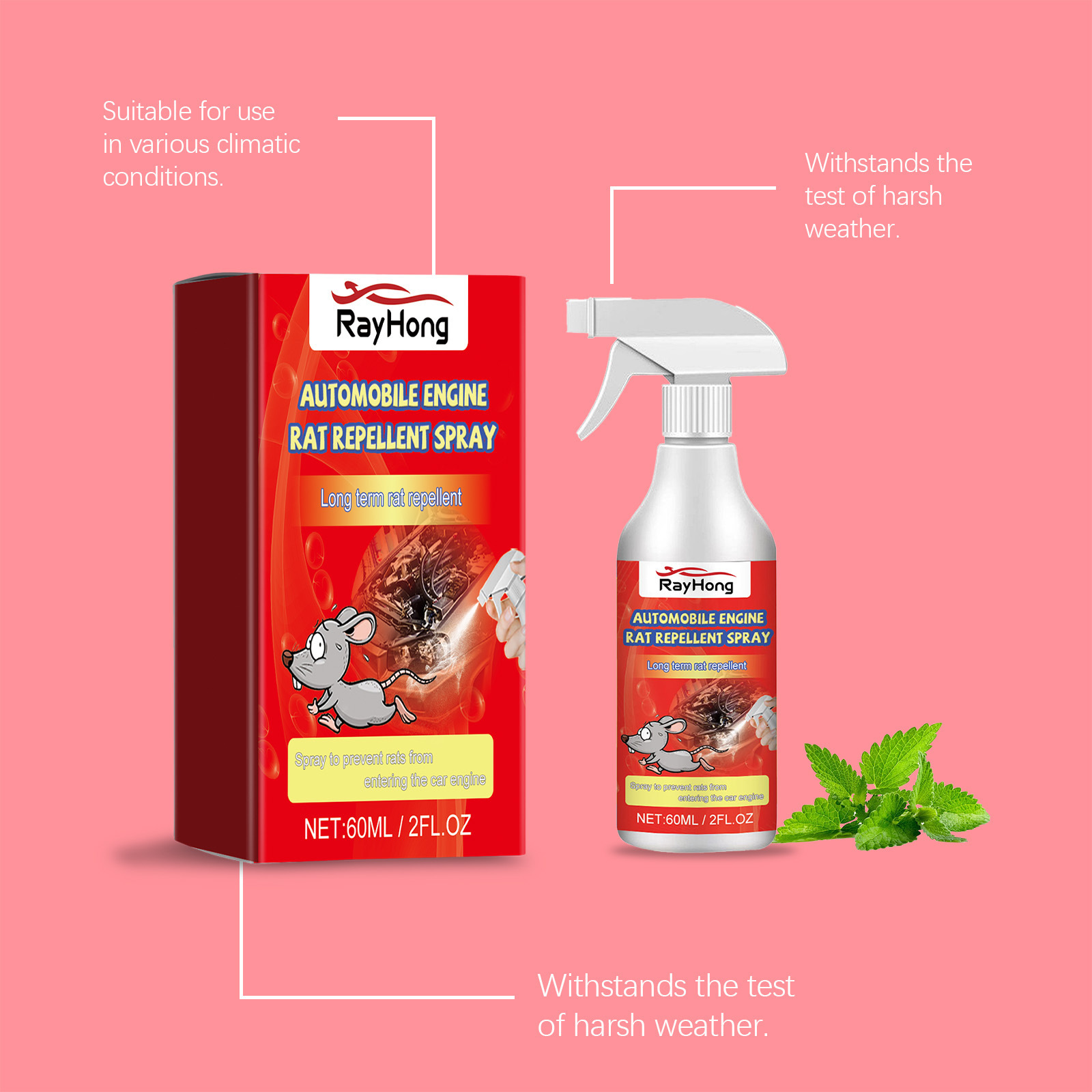 Rayhong Car Engine Rodent Repellent Spray - Car-Specific Rodent Repellent Spray For Car Engine Compartment Rodent Repellent 2