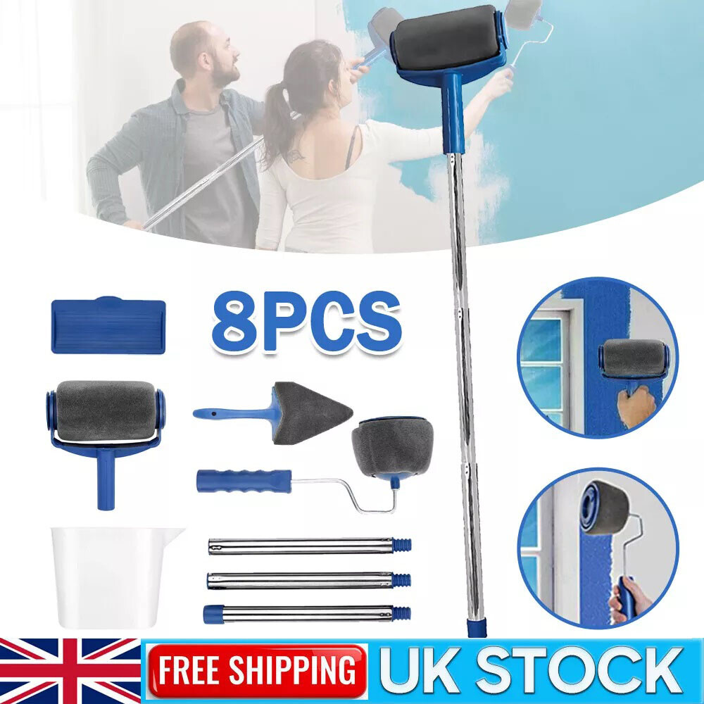 8PCS Paint Roller Kit Home Wall Ceiling Handle Decorating