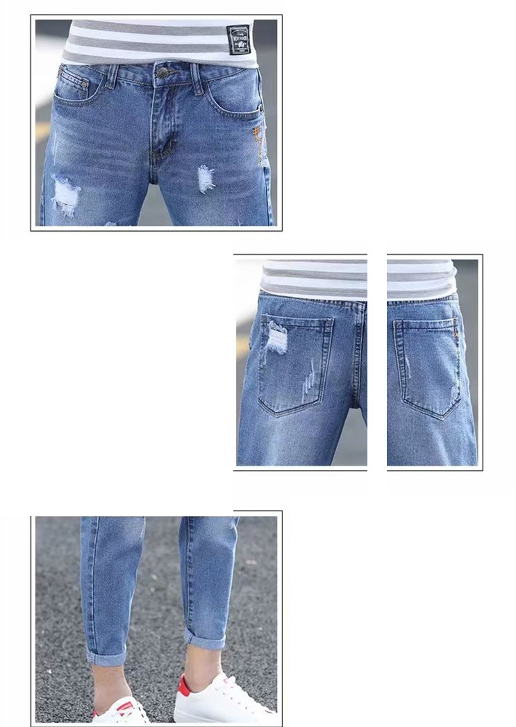 Title 2, Herbstliche Herren Jeans Cropped Broken Holes H...