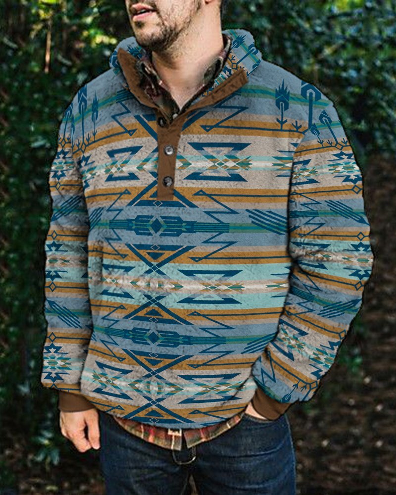 Autumn And Winter Casual Button Pocket Flannel Plush Men's Sweater