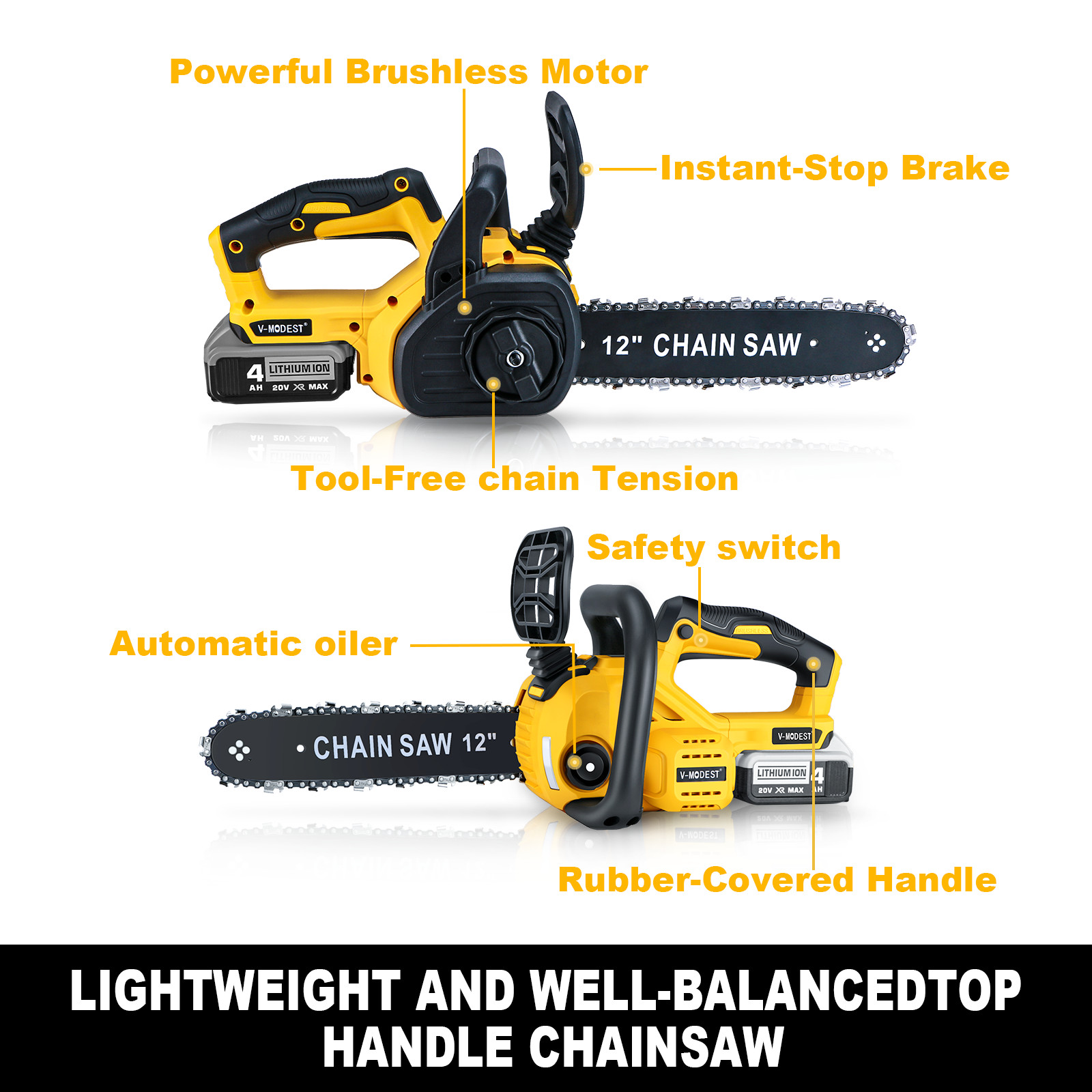 30cm 12 Cordless Chainsaw Brushless For 18V20V Battery