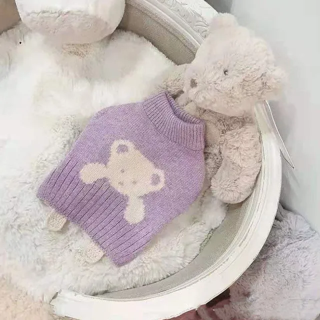 Bear Sweater Pet Autumn And Winter Dog Clothes Small Dog Purple - Shop at LoveMi