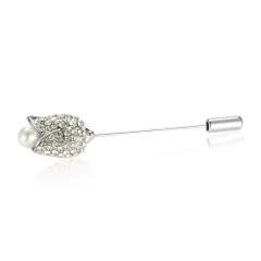 Personalized Korean Style Crystal Flower Brooch - As Shown - View 1