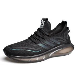 Men's Breathable Fly Woven Shock Absorption Sports Casual Shoes - Black
