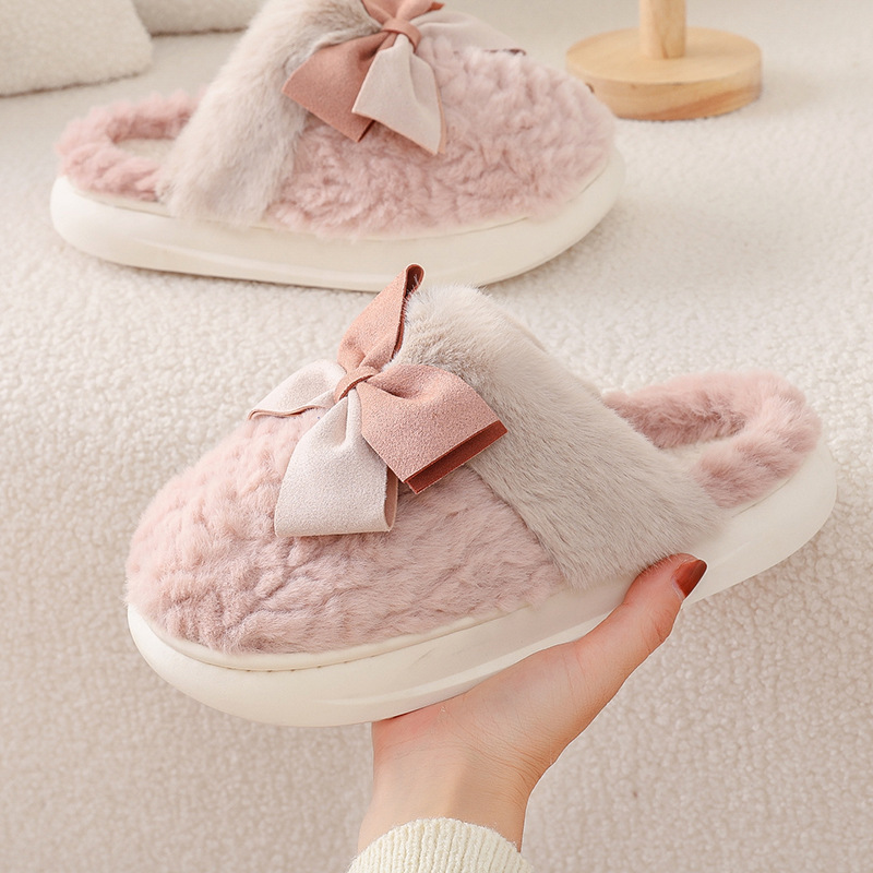 Title 3, Cute Home Indoor Floor Plush Bow Cotton Slipper...