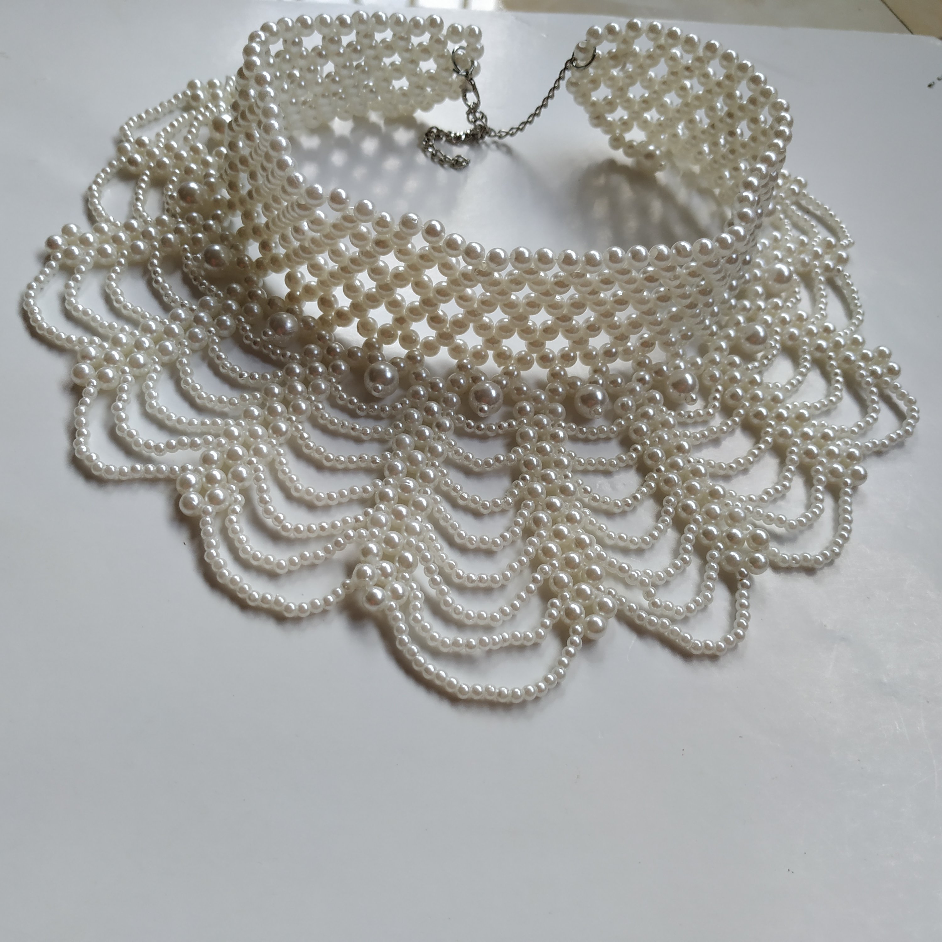 Turtleneck Hand Braided Pearl Scarf Women's Necklace