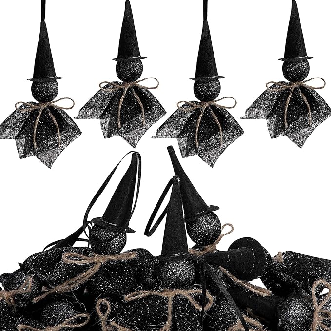 16 Pcs Halloween Small Witch Hanging Ornaments, Cute Witch Decorations For Tree, Wall, Door, Party And Spooky Home Decor