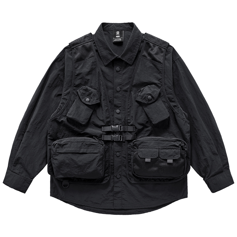 Long Sleeve Shirt Multi-pocket Vest Cargo Jacket