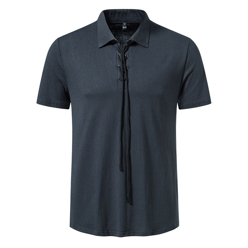 Title 2, Effen poloshirt met opstaande kraag, veters, za...