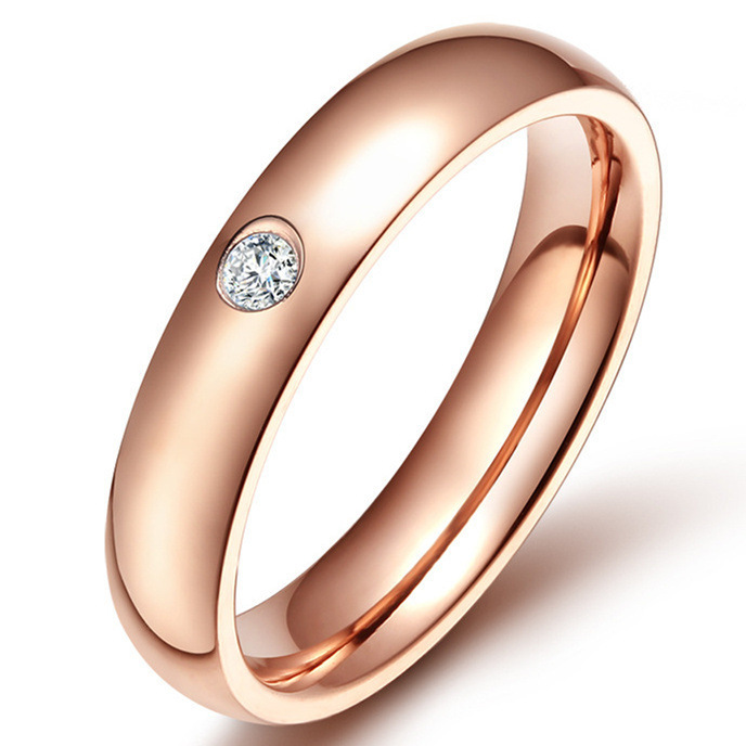 Stainless Steel Diamond Ring 4mm Men And Women Couple Ring