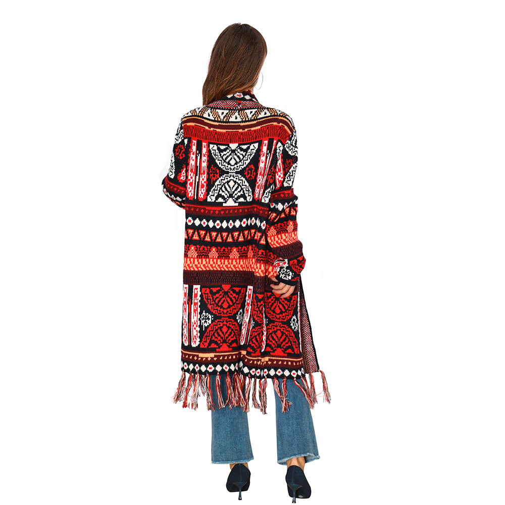 Fringed Print Cardigan, picture 3 of 8
