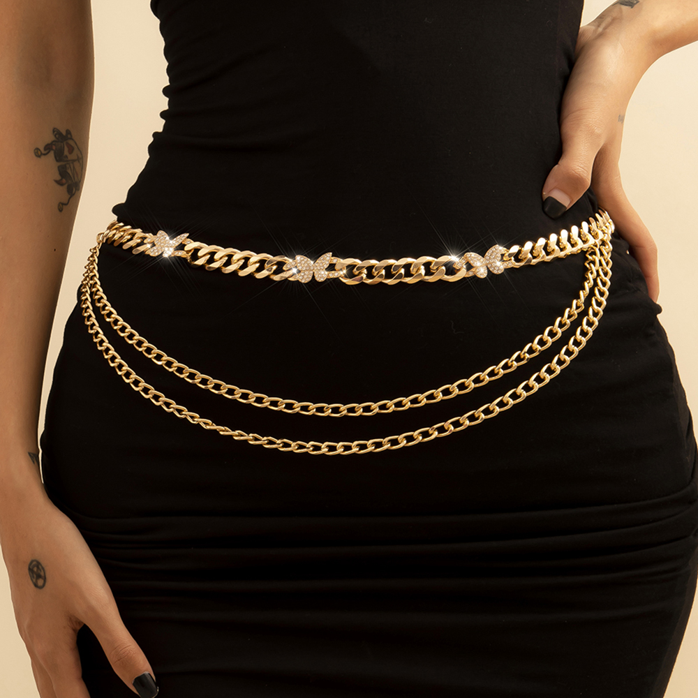 Women's Punk Metal Trendy Jeans Chain Waist