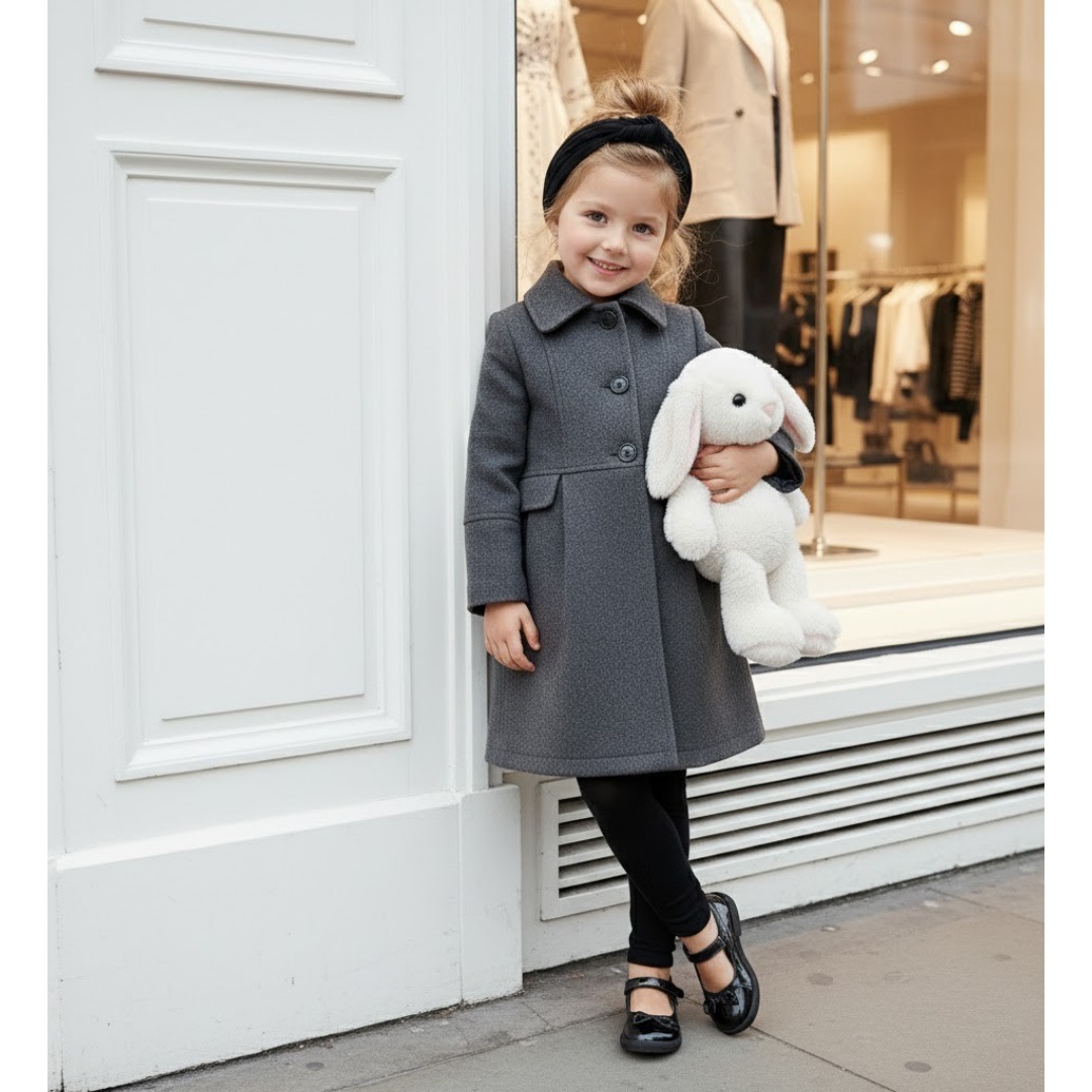 Girls Thick Warm Long Overcoat Vintage Wool Winter Coat Autumn 3-9Y — image 5