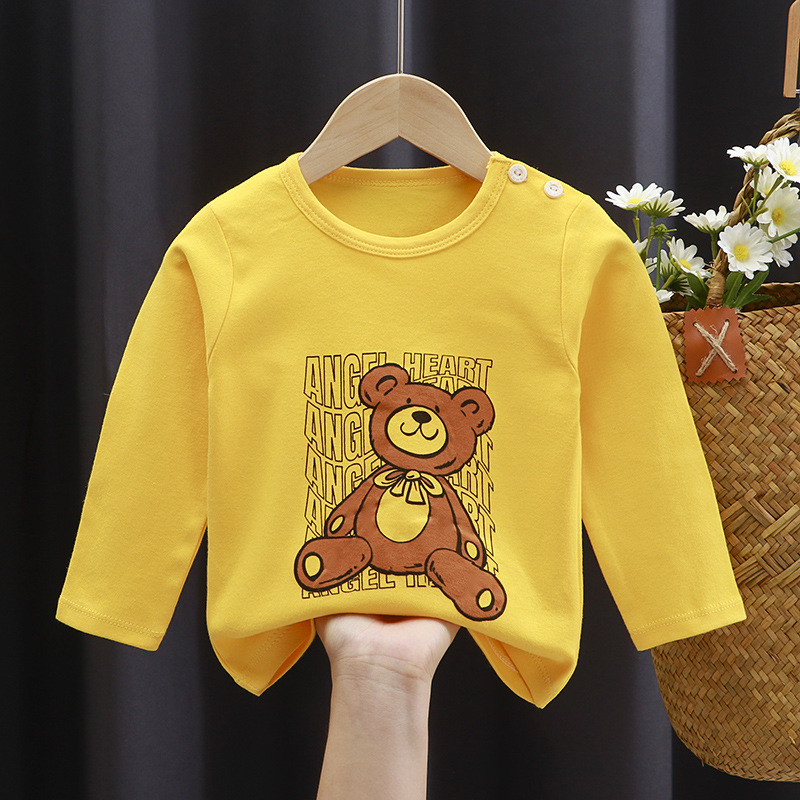 Boys And Girls Cartoon Print Bottoming Shirt