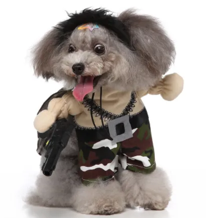 Cosplay Pet Supplies Standing Outfit Funny Dog Clothes Upright Outfit Halloween Christmas Dress Up Pet Outfit Mercenary - Shop at LoveMi