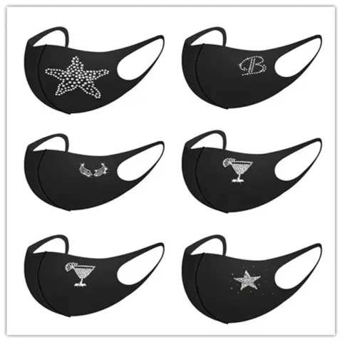 Black Color Diamond Letter Sticker Mask