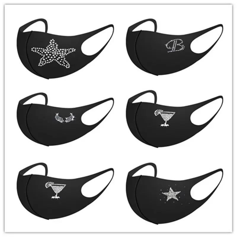 Black Color Diamond Letter Sticker Mask