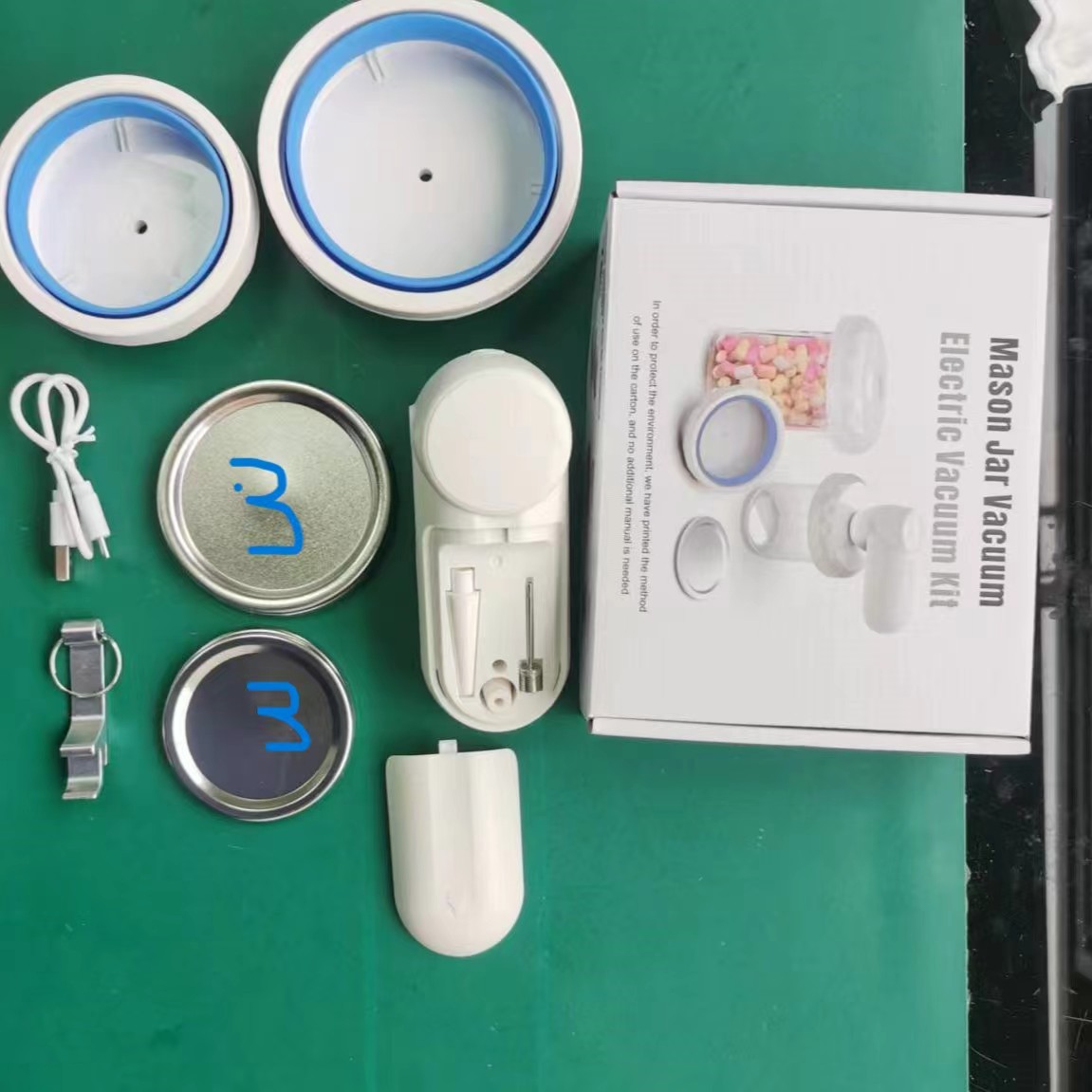 Portable Mason Jar Vacuum Sealer Kit - Max vacuum pressure kit for maintaining food freshness. Vacuum Bag for tight seal. Bike Pump, Sports Ball Pump, Balloon Pump for versatile sealing. Efficient and reusable system for extended freshness.