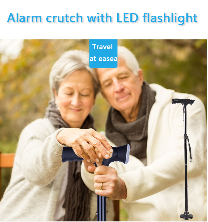 LED Alarm Walking Cane Stick For Men And Women With Adjustable Heights Folding 5 Level