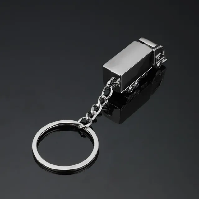 Creative Three dimensional Truck Model Metal Keychains Car Advertising Pendant Accessories Silvery - Shop at LoveMi