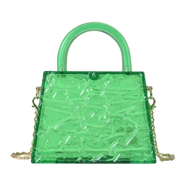 Super Mini Transparent Chain Small Bag Bag Lipstick Bag Headphone Bag Women Green - Shop at LoveMi