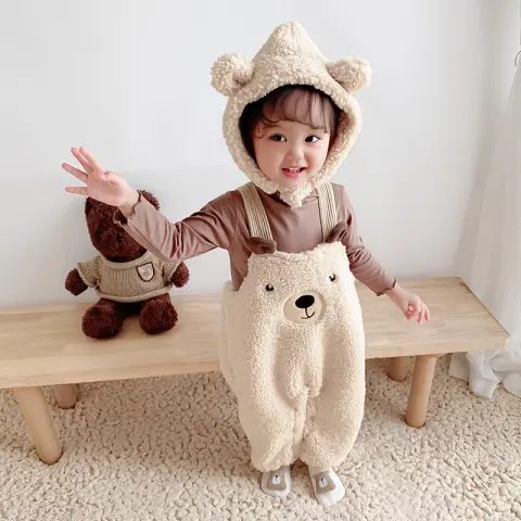 Baby Jumpsuit Autumn and Winter Plus Velvet Clothing Bear
