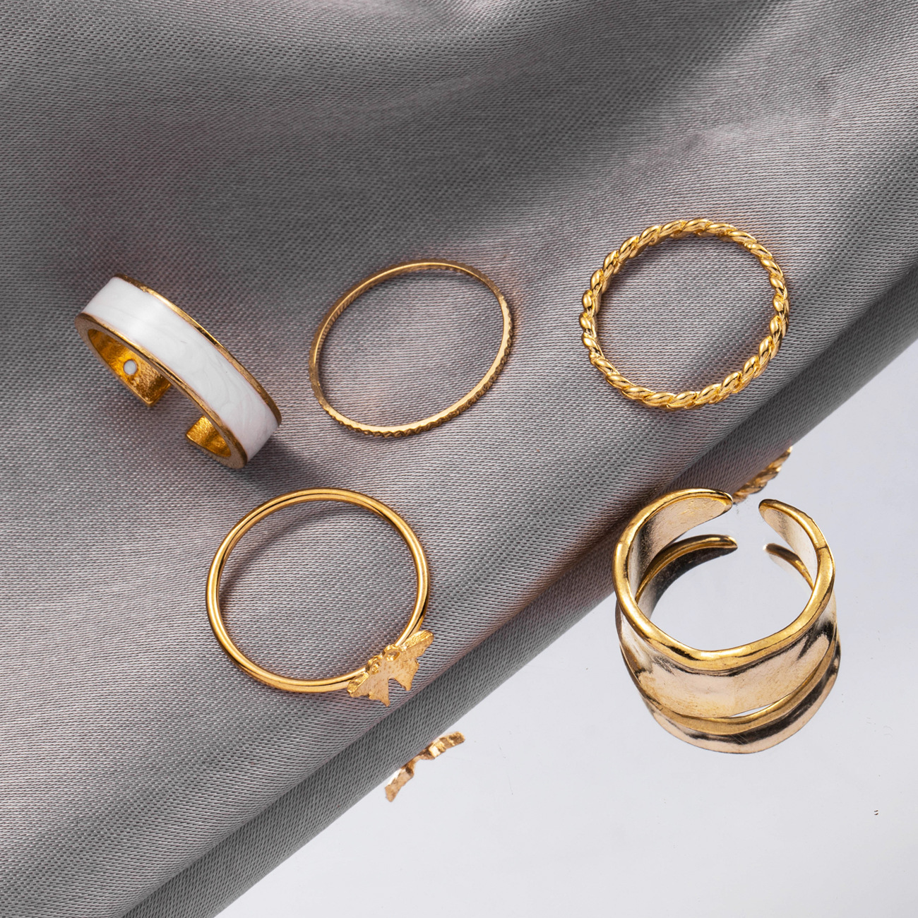 Simple Style Butterfly Wide Face Irregular Niche Design Ring Ring Female Suit