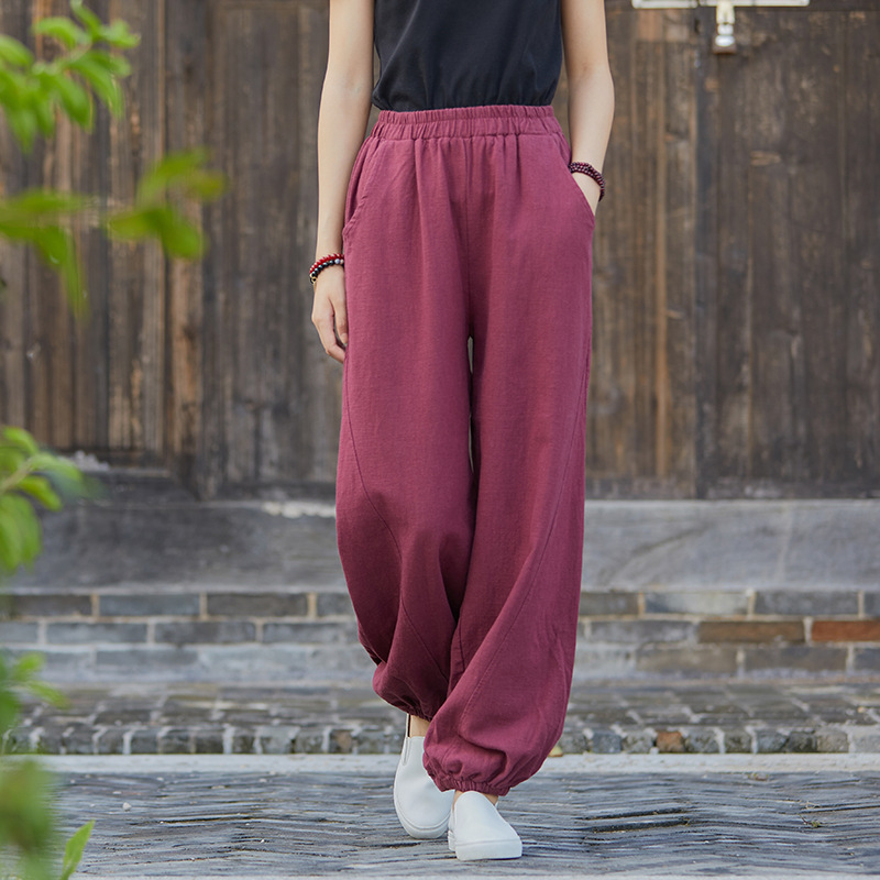 Title 2, Womens Cotton and Linen Casual Trousers, Comfo...