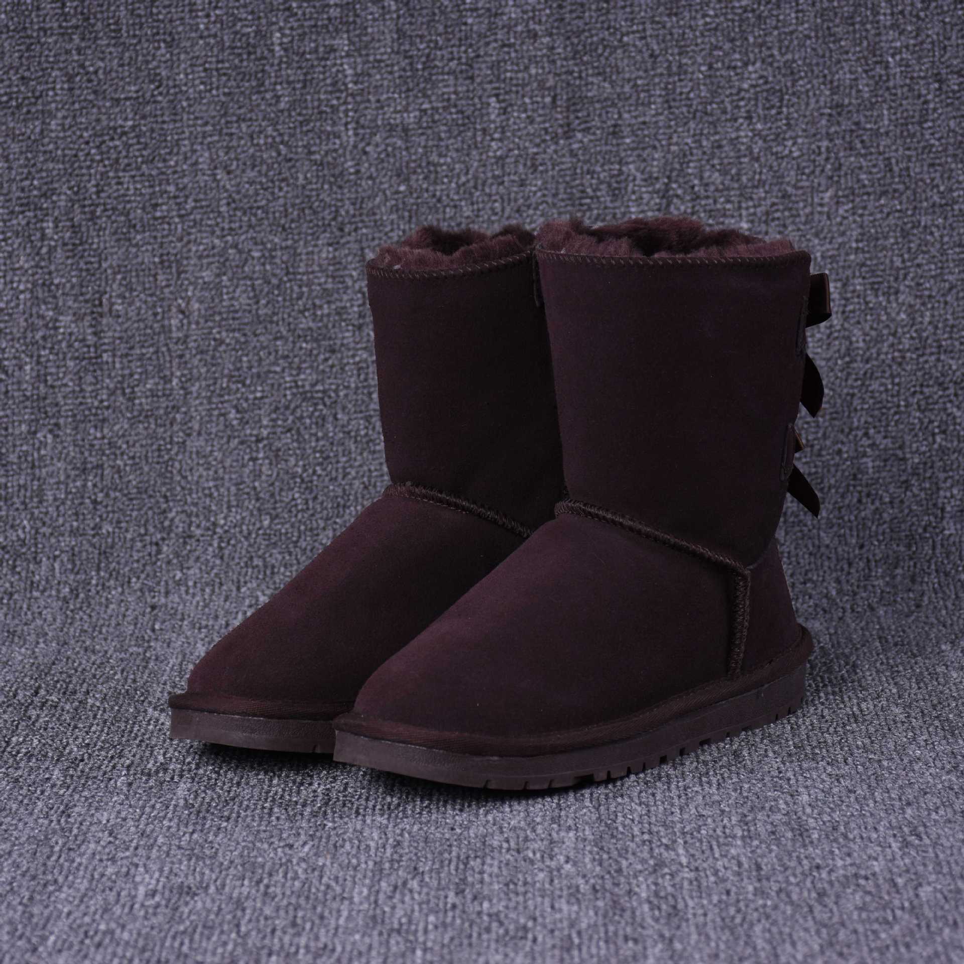 Title 4, Womens Solid Color Bow Mid-tube Snow Boots for...