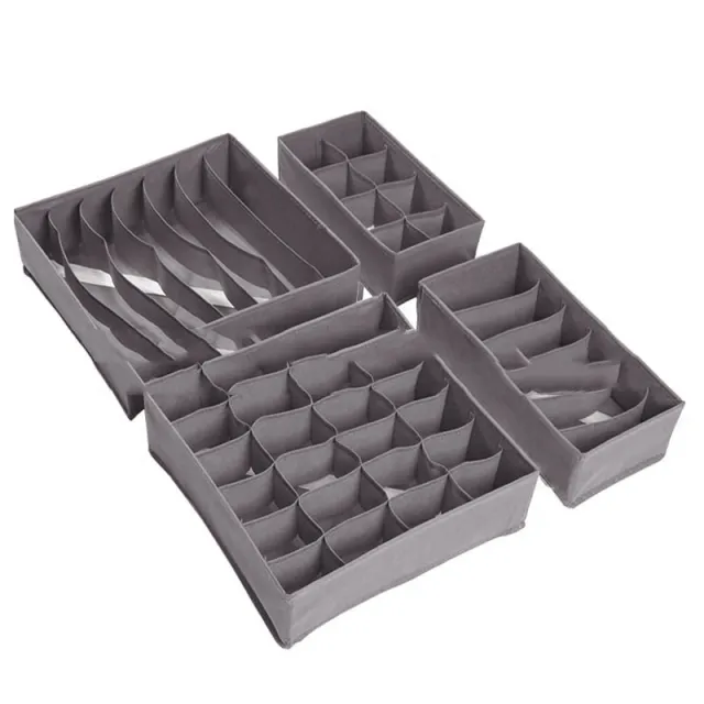 Underwear Storage Box 4 piece Drawer Type Grey - Shop at LoveMi