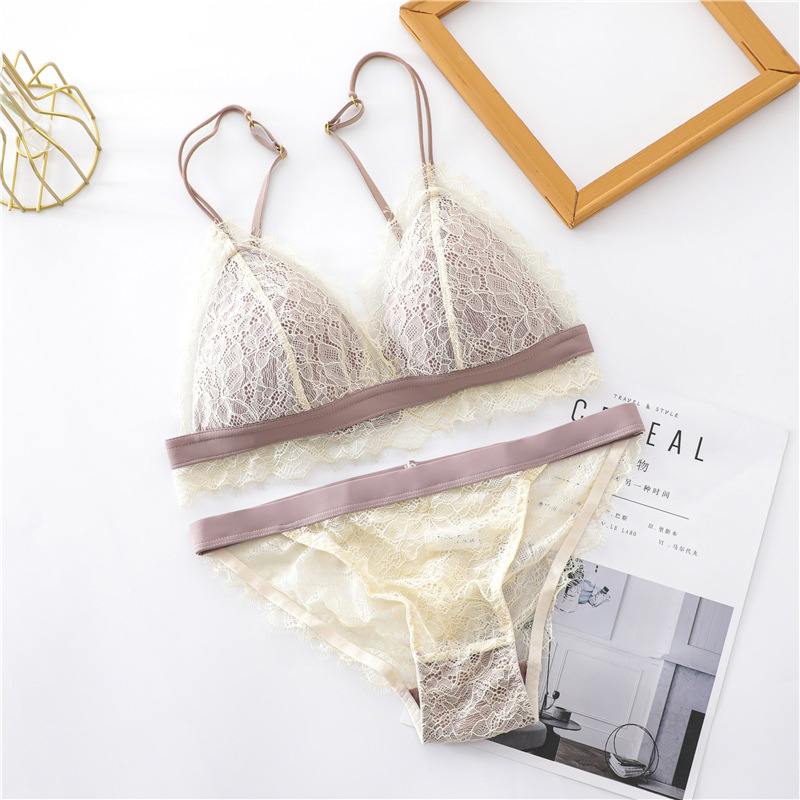 Title 2, Lace French triangle cup bra set