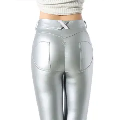 Women's Fashion High Elasticity Thickened Sports Yoga Pants - Silver - View 1