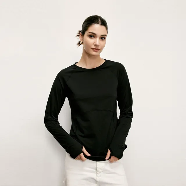 Women's T shirt New Solid Loose Versatile Round Neck Black - Shop at LoveMi