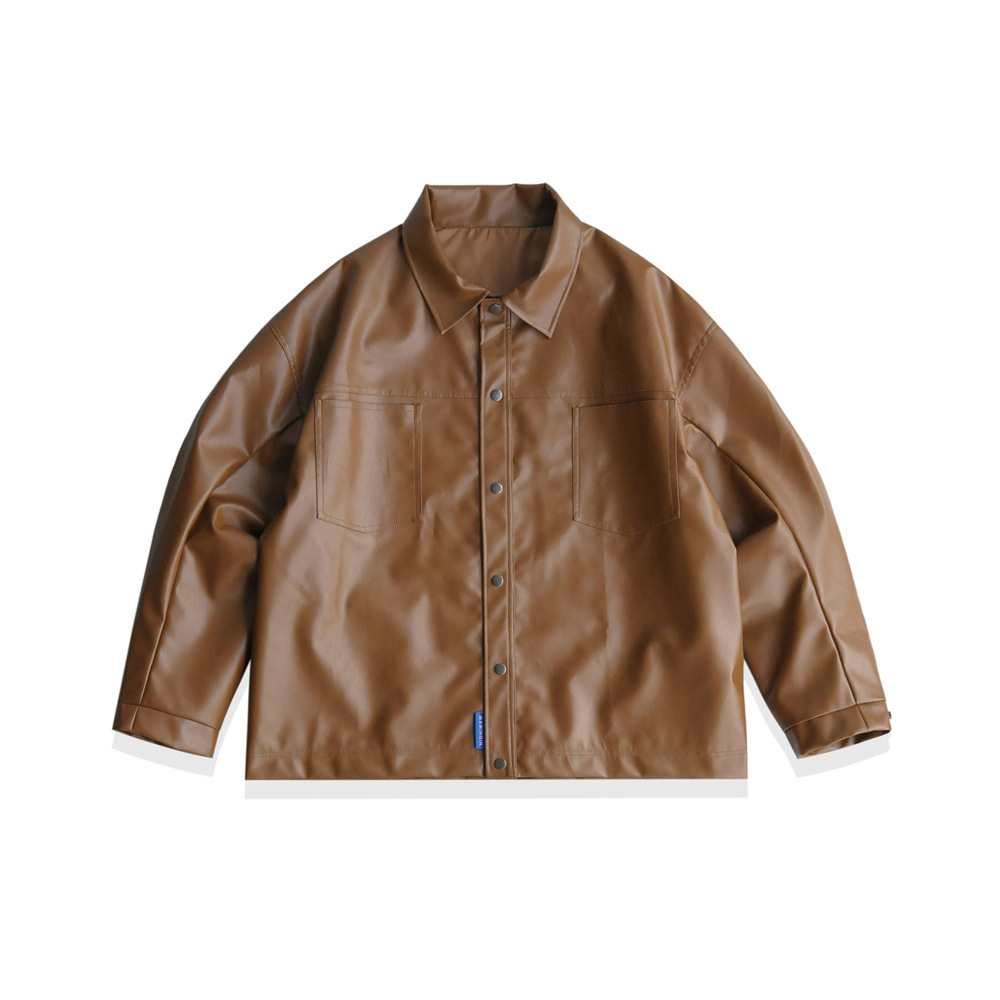 Fashionable Men's Loose Leather Lapel Jacket