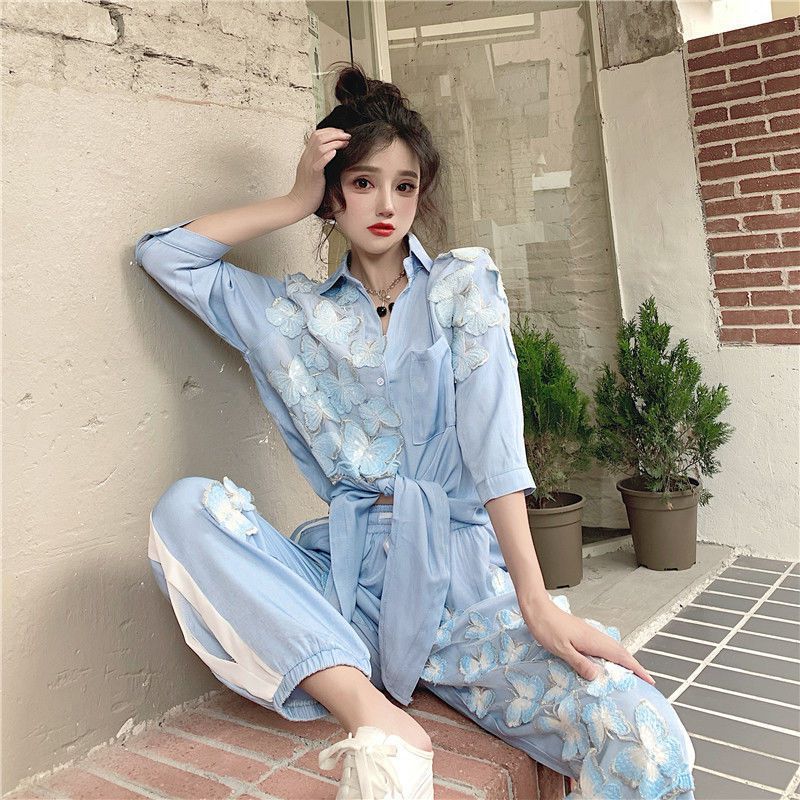 New Threedimensional Butterfly Irregular Imitated Tencel Shirt