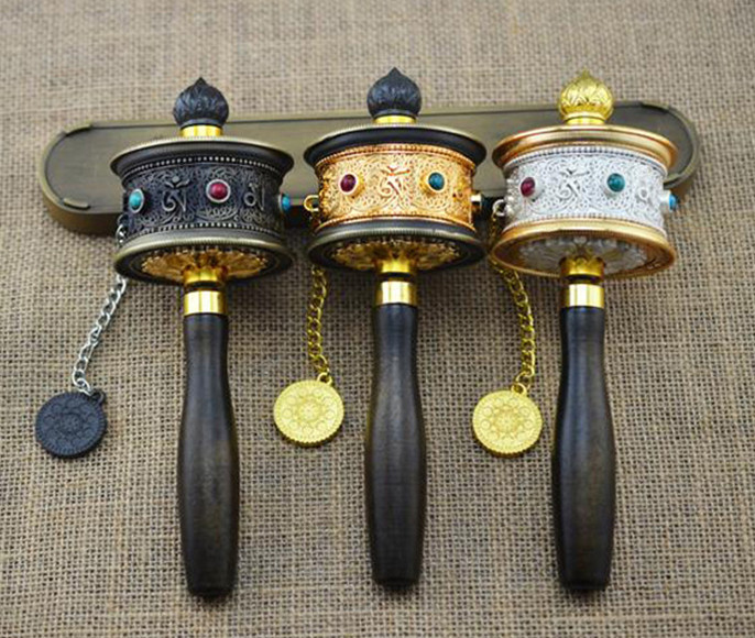 Title 4, Tibetan Prayer Barrel Small Prayer Wheel Hand P...