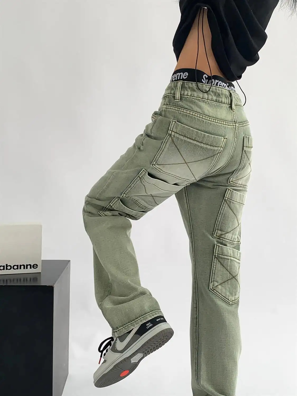 High-waisted Straight Slim Wide-leg Drop Trousers