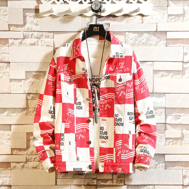 Men's Fashion Letter Denim Coat Top