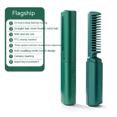 Mini Rechargeable Portable Hair Straightener - Green - View 1