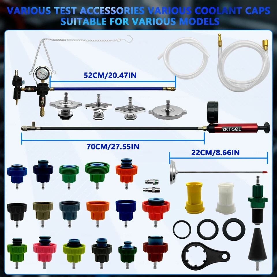 34pcs Radiator Cooling System Pressure Tester Coolant Purge Refill Vacuum Kit — image 7