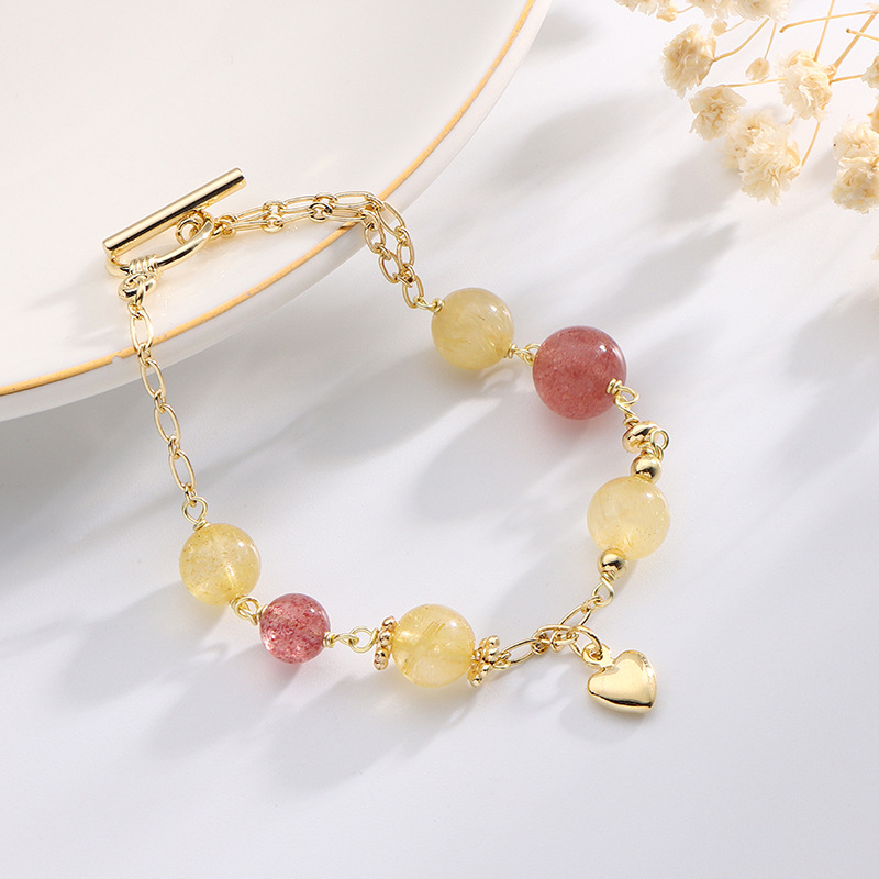 Bado Natural Strawberry Crystal Bracelet Female Korean Niche T-buckle