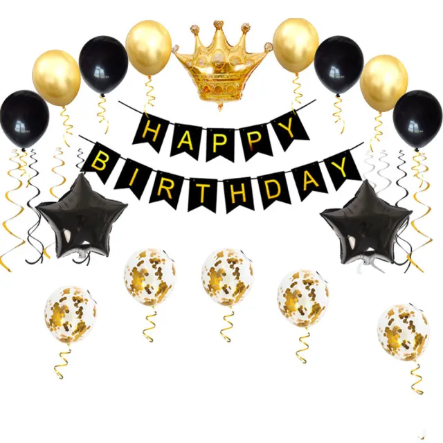 Black Gold Birthday Party Balloon Decoration Set Gilding Suit 3 - Shop at LoveMi
