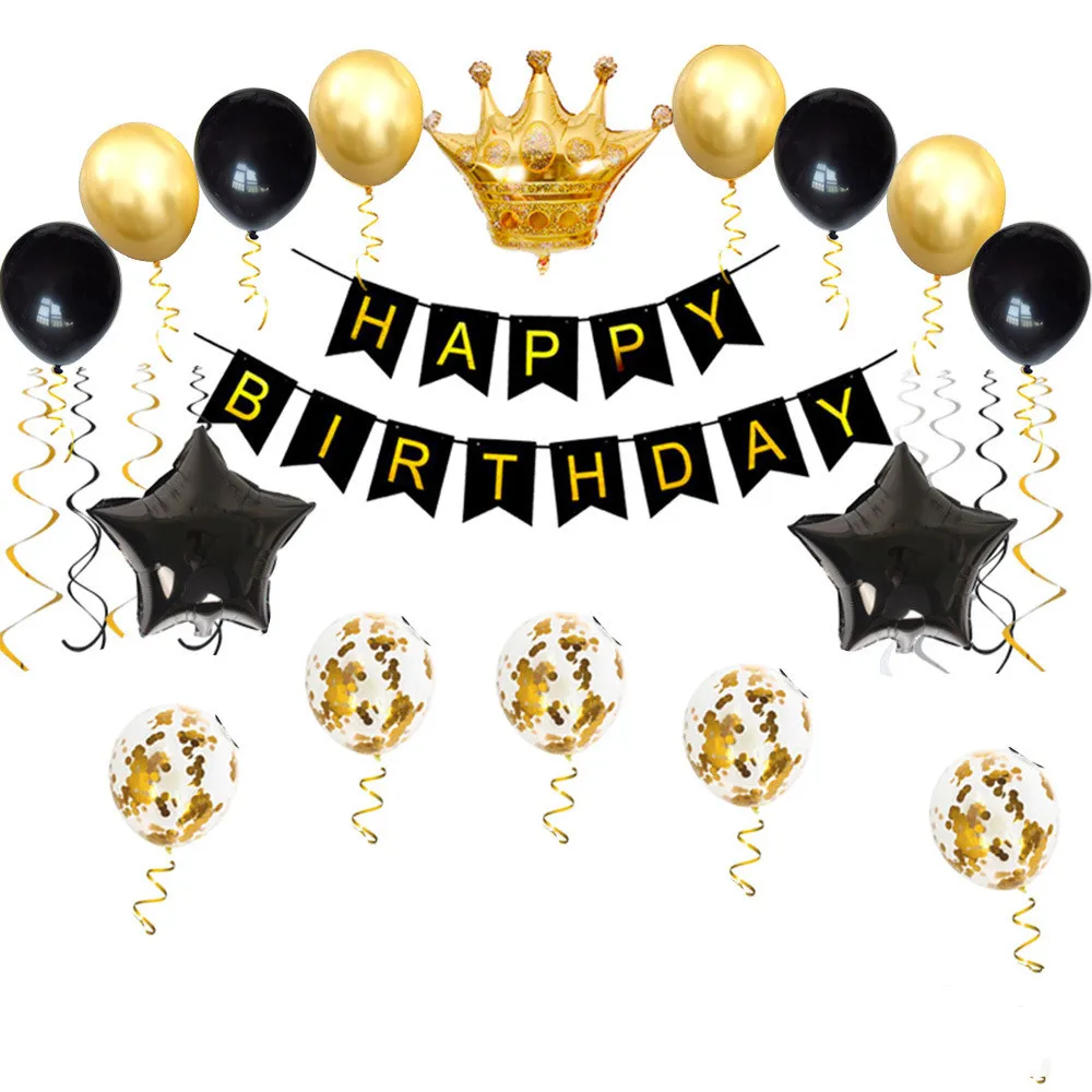 Black Gold Birthday Party Balloon Decoration Set Gilding - Suit 3