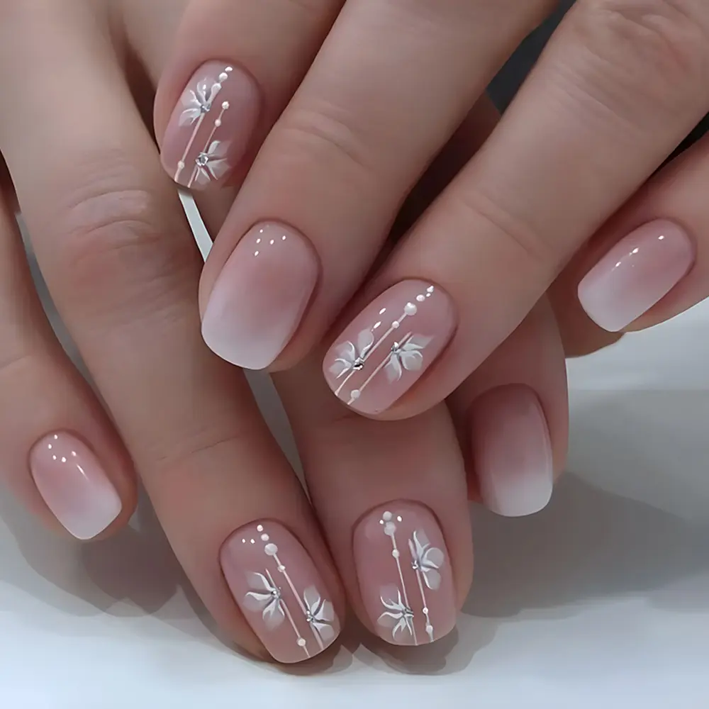 Of Short Square Press-on Acrylic Nail Color-changing