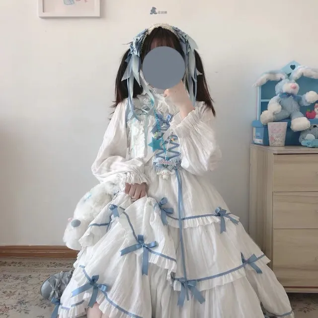 Lolita Dress Dollori Vintage Ribbon Bow White - Shop at LoveMi